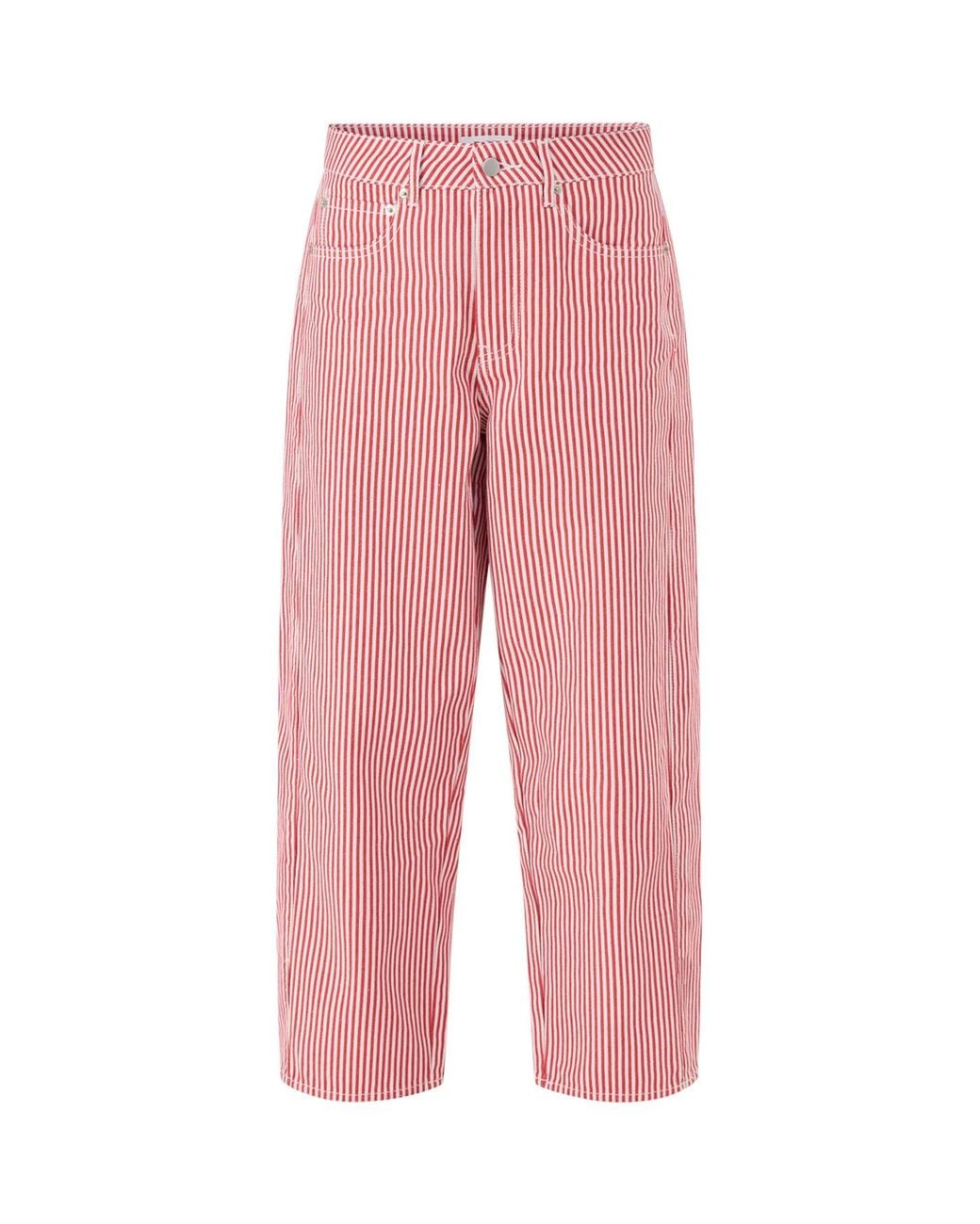 roandzo Pink Striped Barrel Leg Jeans
