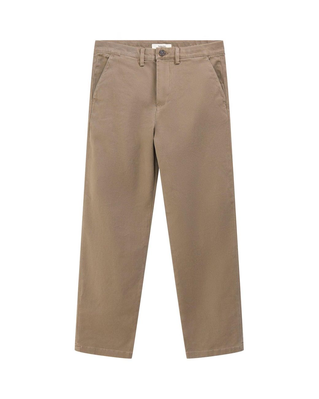 SELECTED Natural Straight Miles Twill Trousers for men