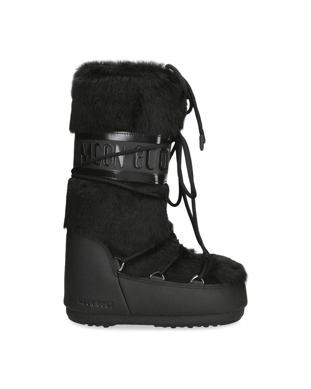 Moon Boot Black Icon Faux Fur