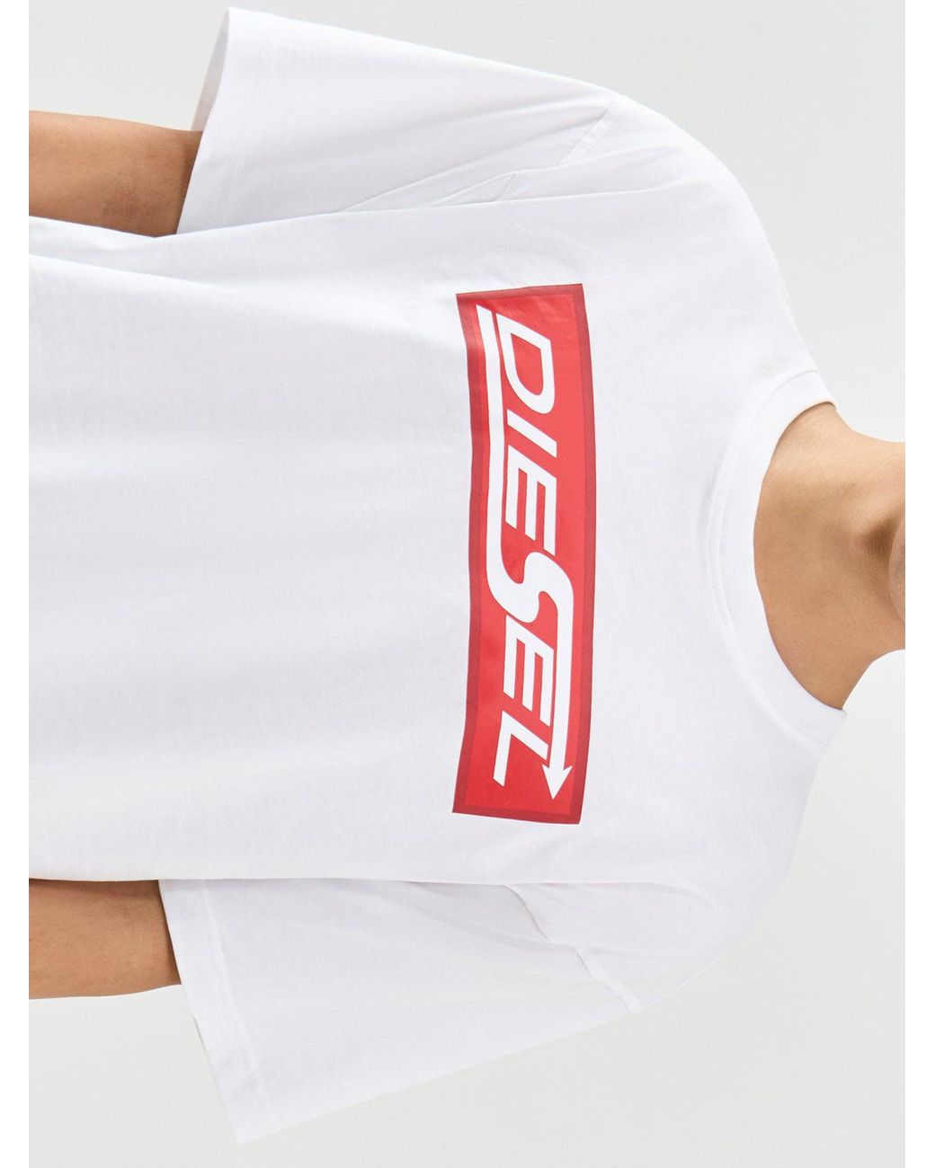 DIESEL White Big Logo T-Shirt for men