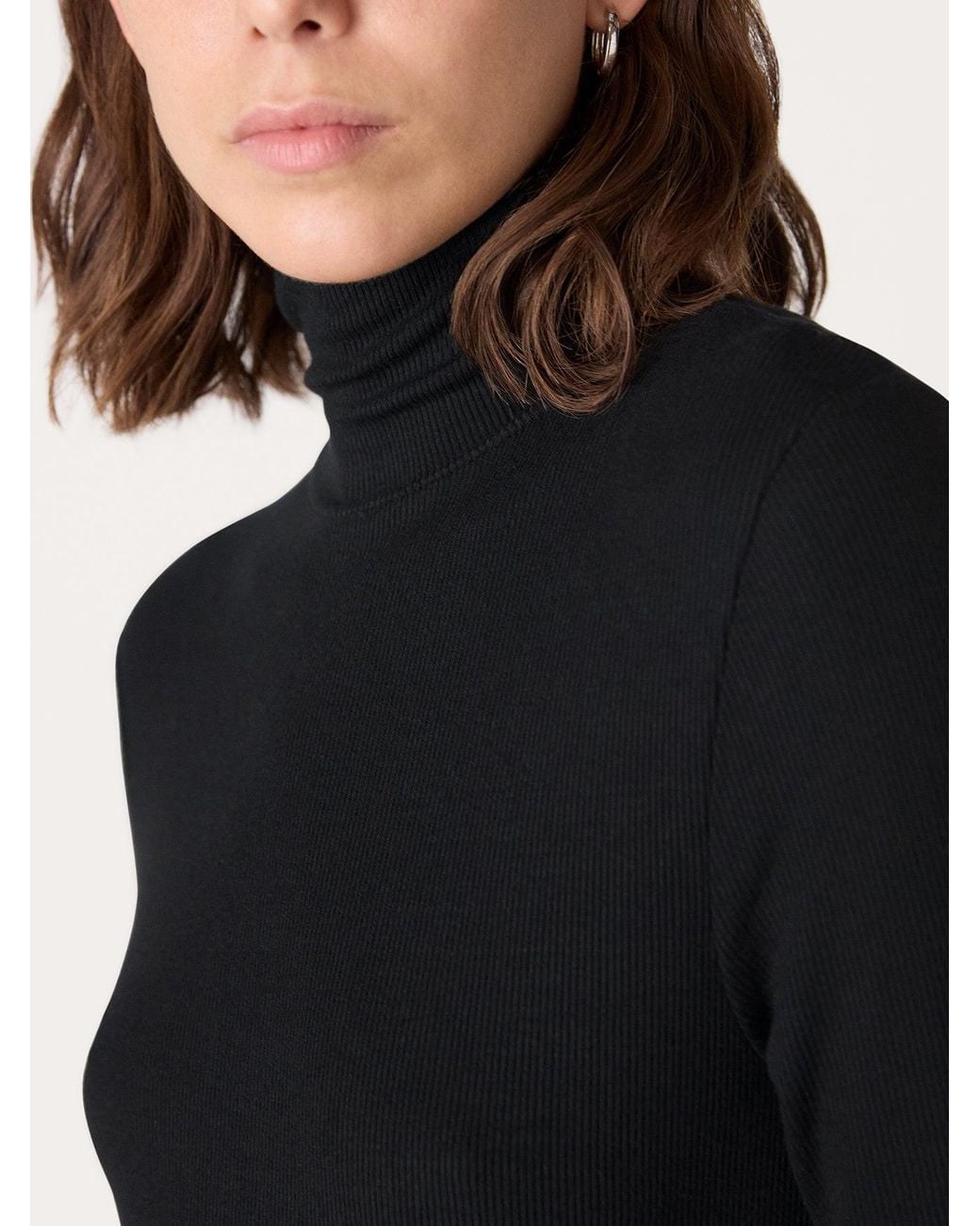 Whistles Black Essential Ribbed Polo Jumper