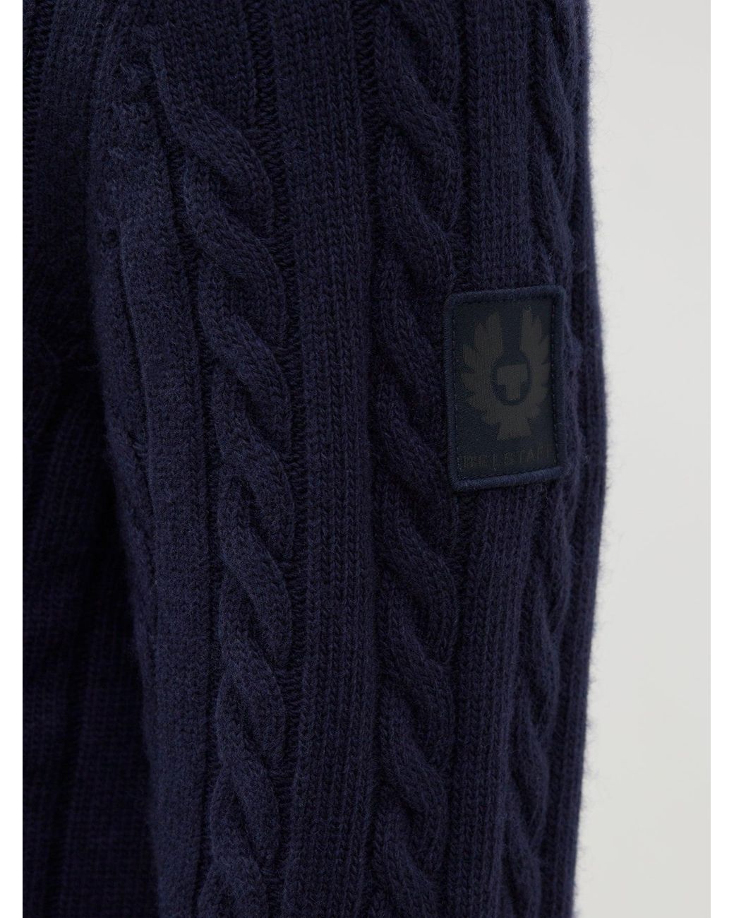 Belstaff Blue Westport Cable Knit Jumper for men