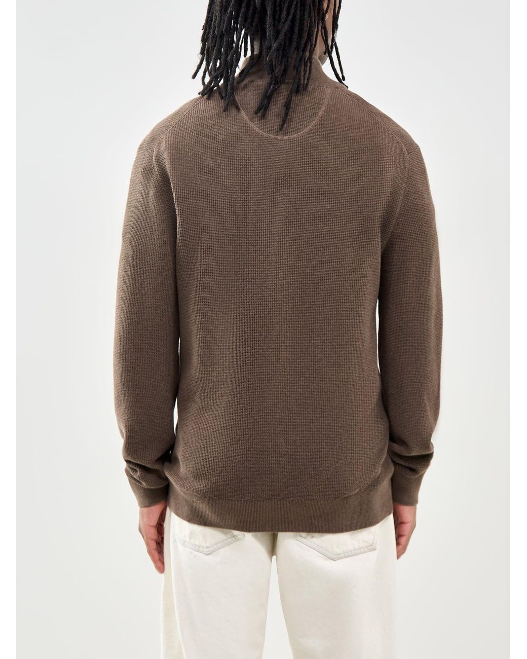 Gant Brown Micro Textured Half Zip Jumper for men