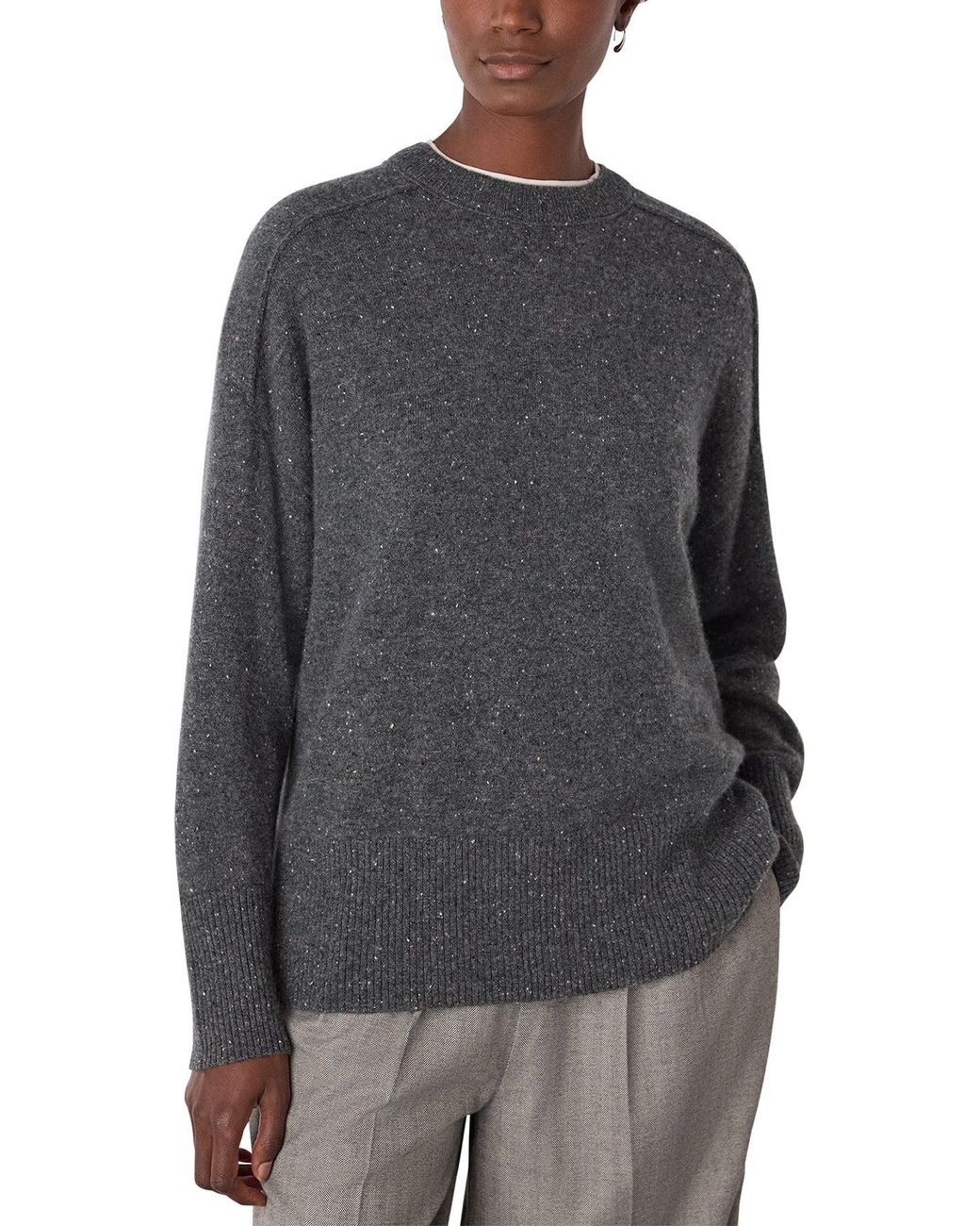 Whistles Gray Fleck Seam Neck Knit