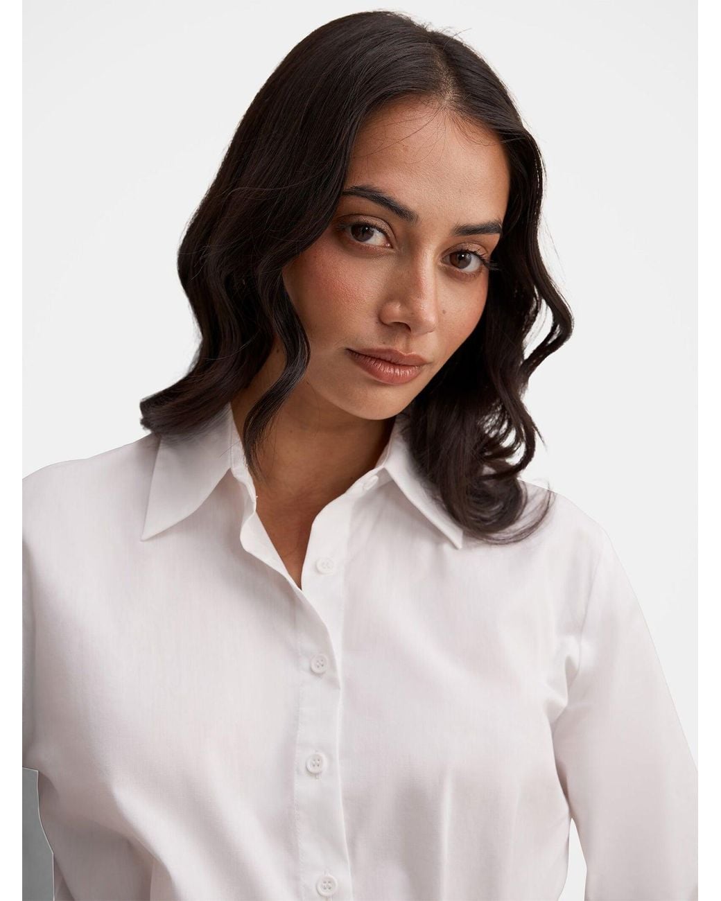 Forever New White Esme Belted Shirt Mini Dress