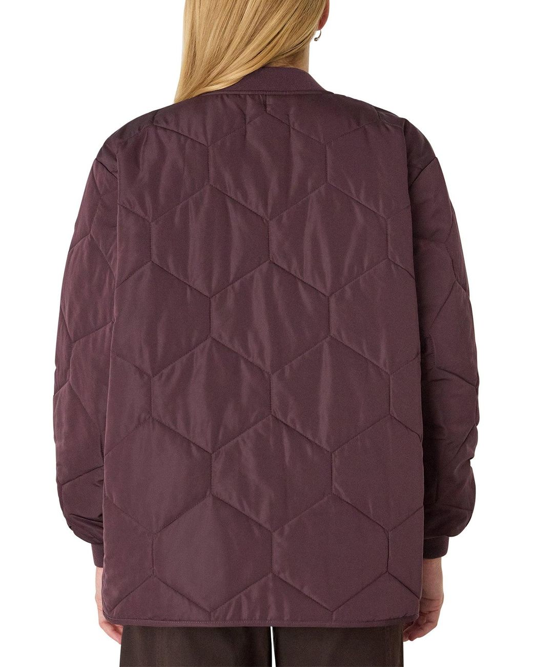 Whistles Purple Ida Short Quilted Coat