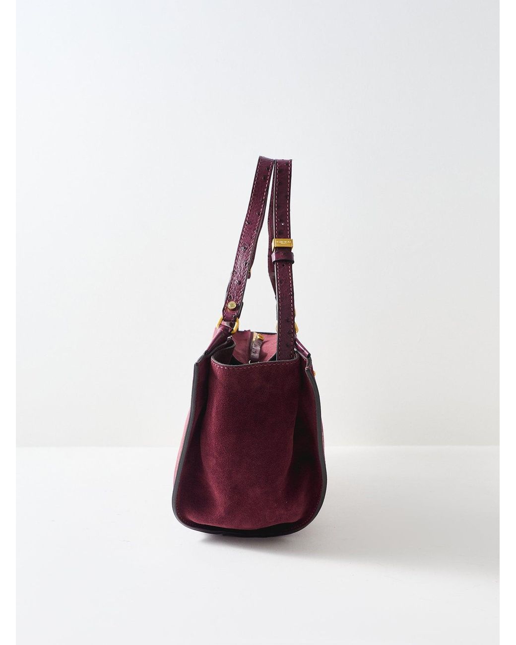 Gianni Chiarini Purple Bloom Suede Tote Bag Plum