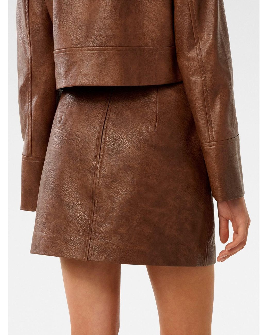 Forever New Brown Wren Vegan Leather Mini Skirt