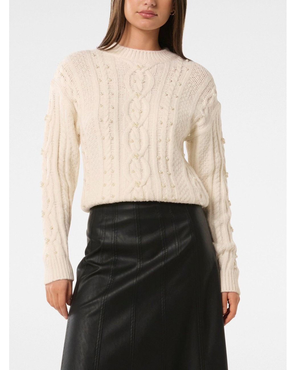Forever New White Women's Marie Pearl Embellished Sweater