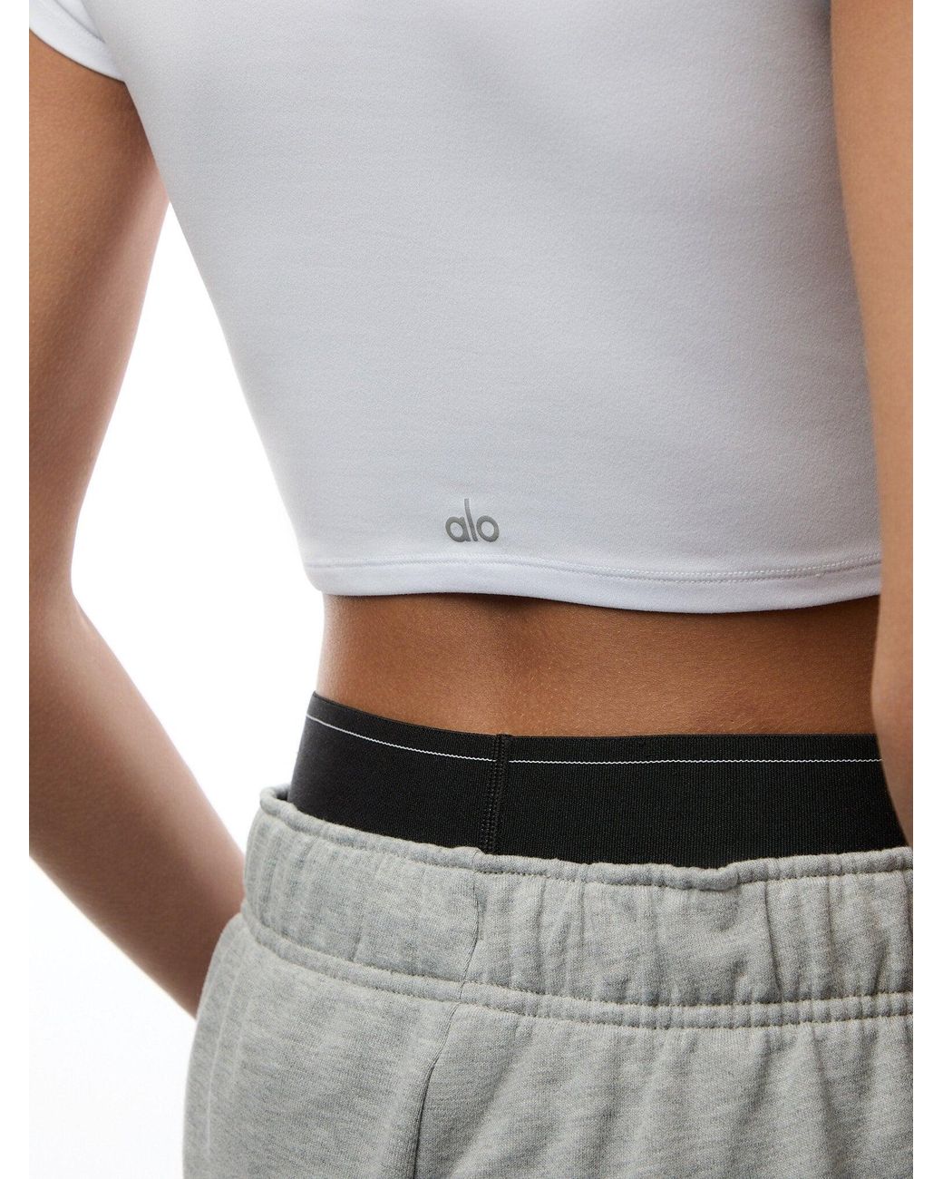 Alo Yoga Alosoft Crop Finesse Short Sleeve in White | Lyst UK