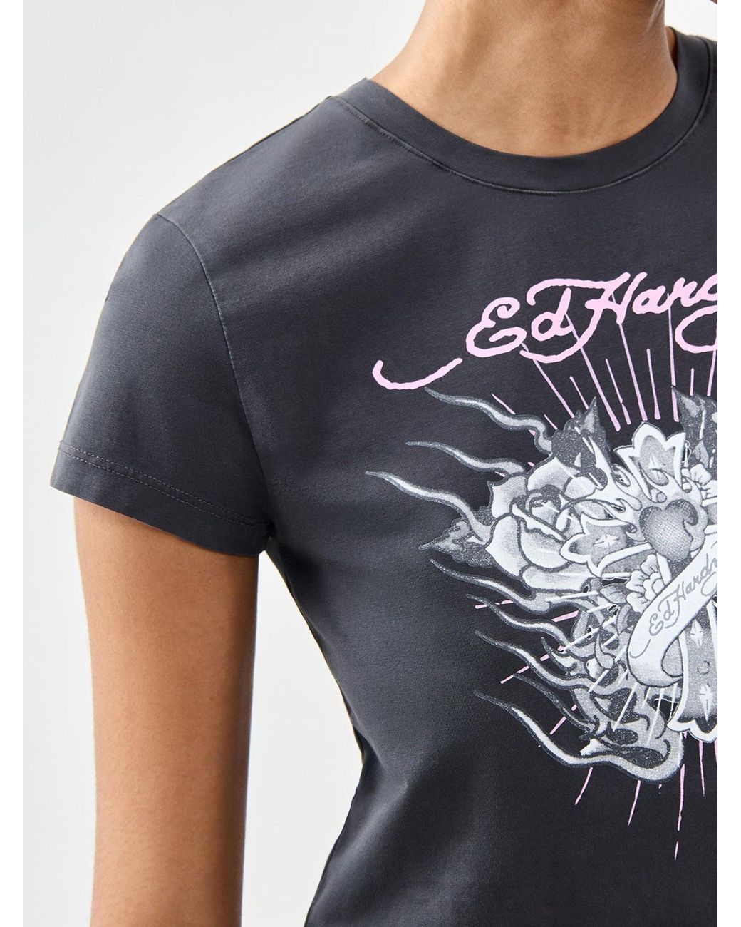 Ed Hardy Blue Vintage Burning Cross Baby Graphic T-Shirt