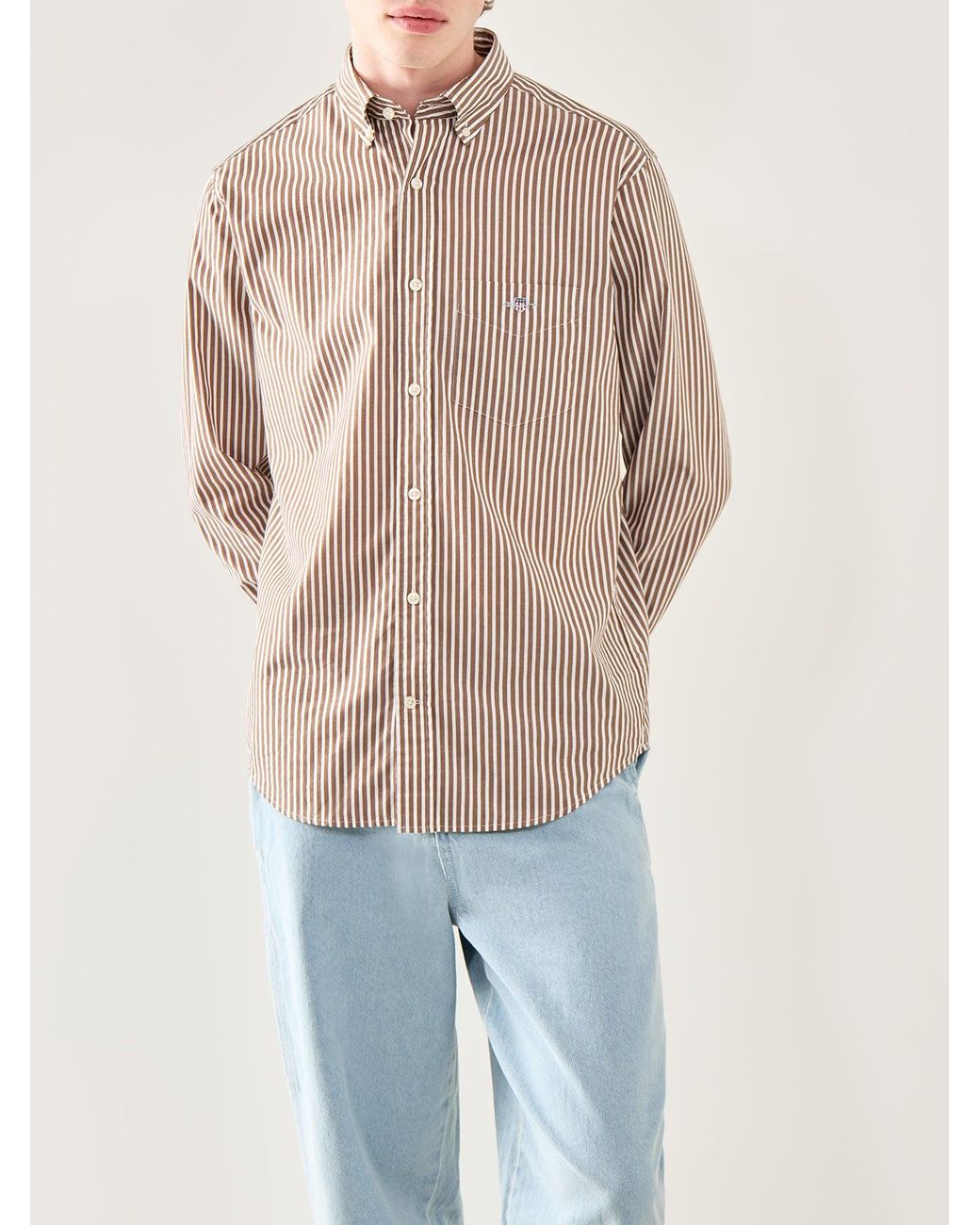 Gant Pink Classic Poplin Stripe Shirt for men