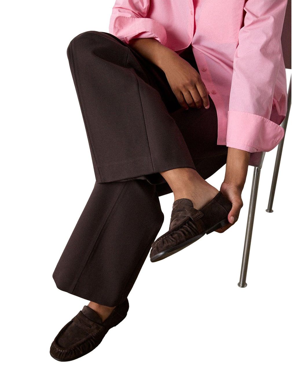 Whistles Brown Ponte Wide Leg Trouser