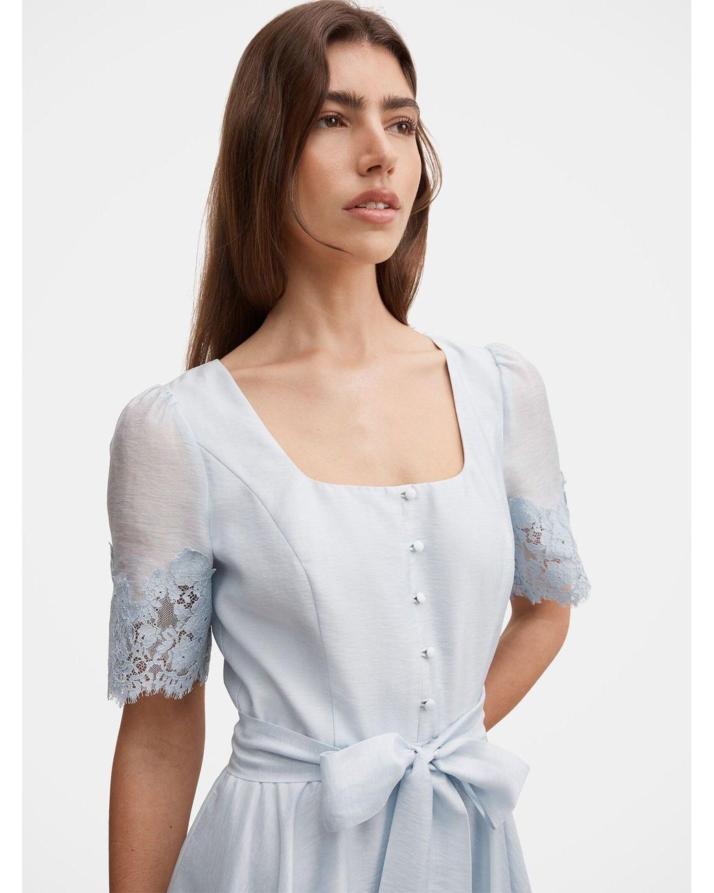 Forever New Blue Alana Lace Trim Mini Dress