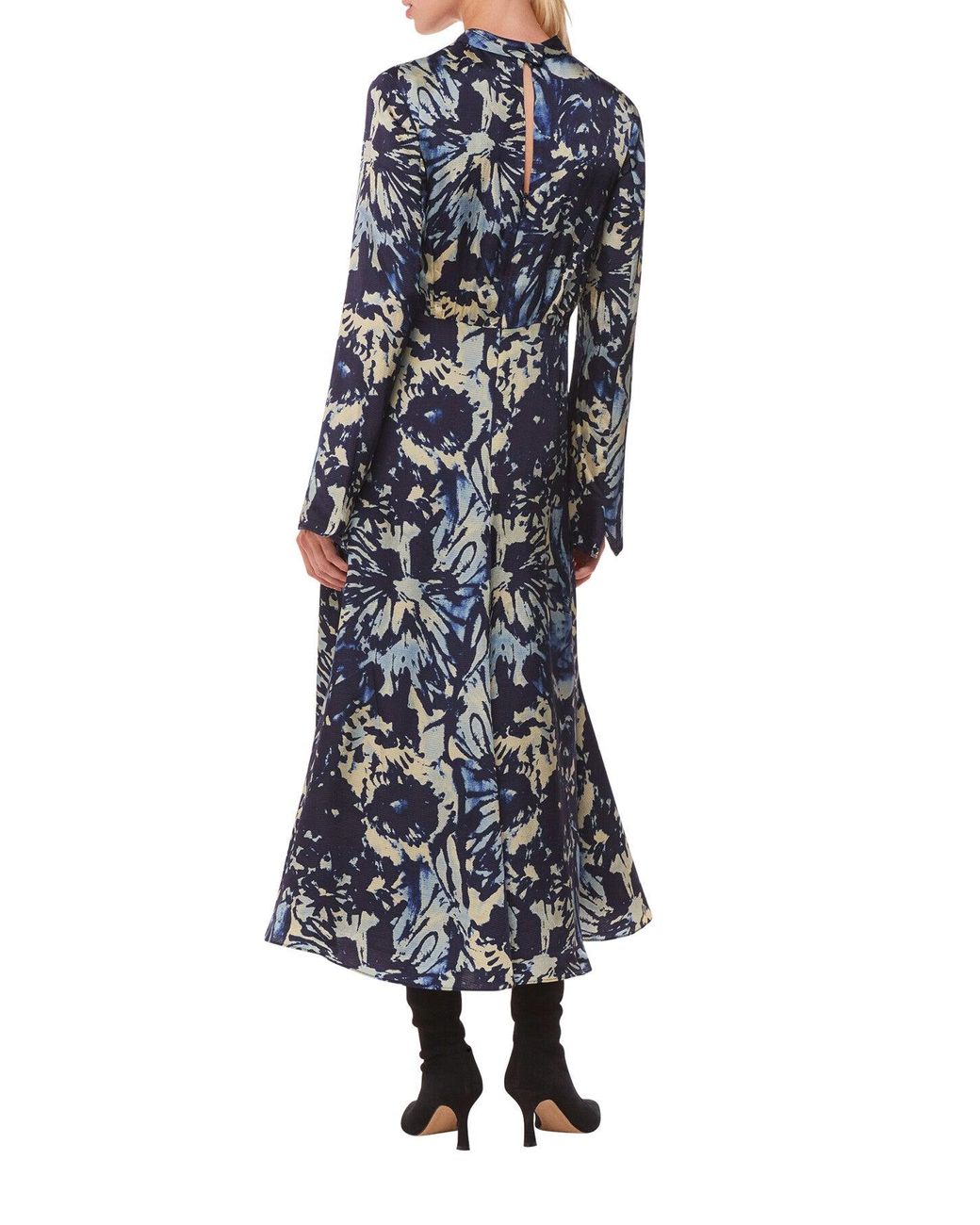 Whistles Blue Women's Dazzled Floral Satin Dress