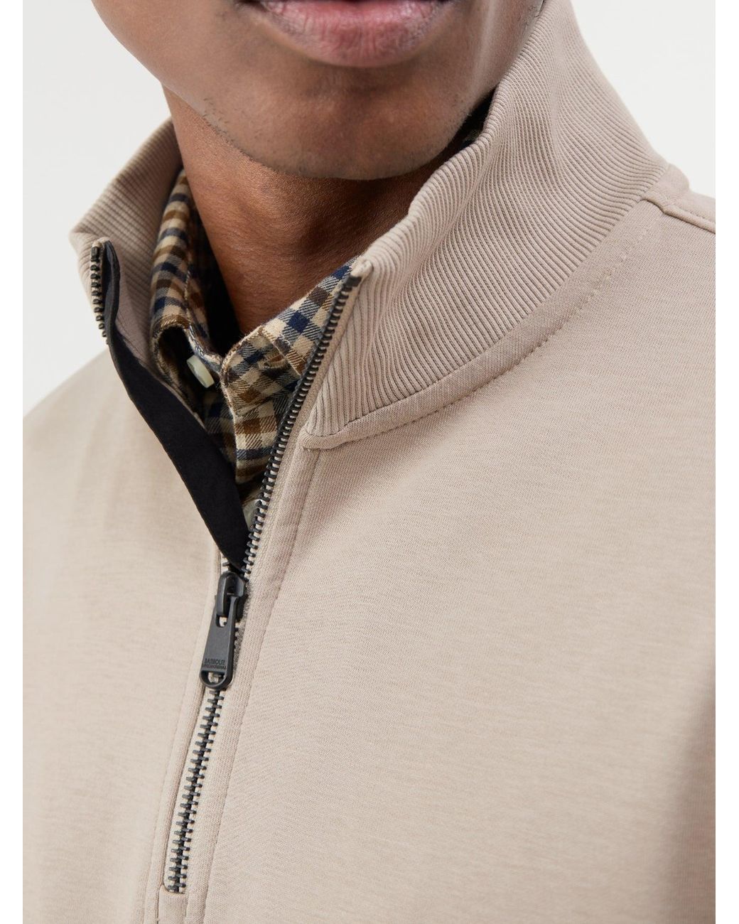 Barbour White Ilford Interlock Funnel Neck Sweatshirt Cream for men
