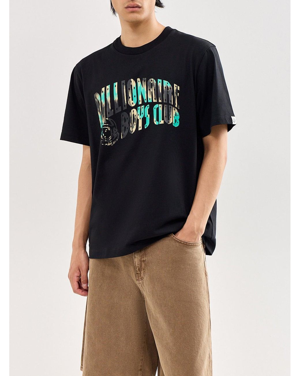 BBCICECREAM Black Leopard Camo Arch Logo T-Shirt for men