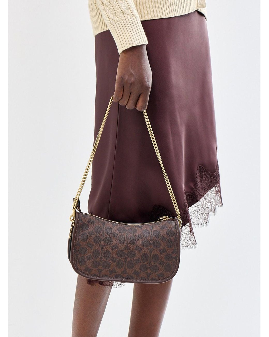 COACH Natural Waverly Signature Canvas Shoulder Bag Maple