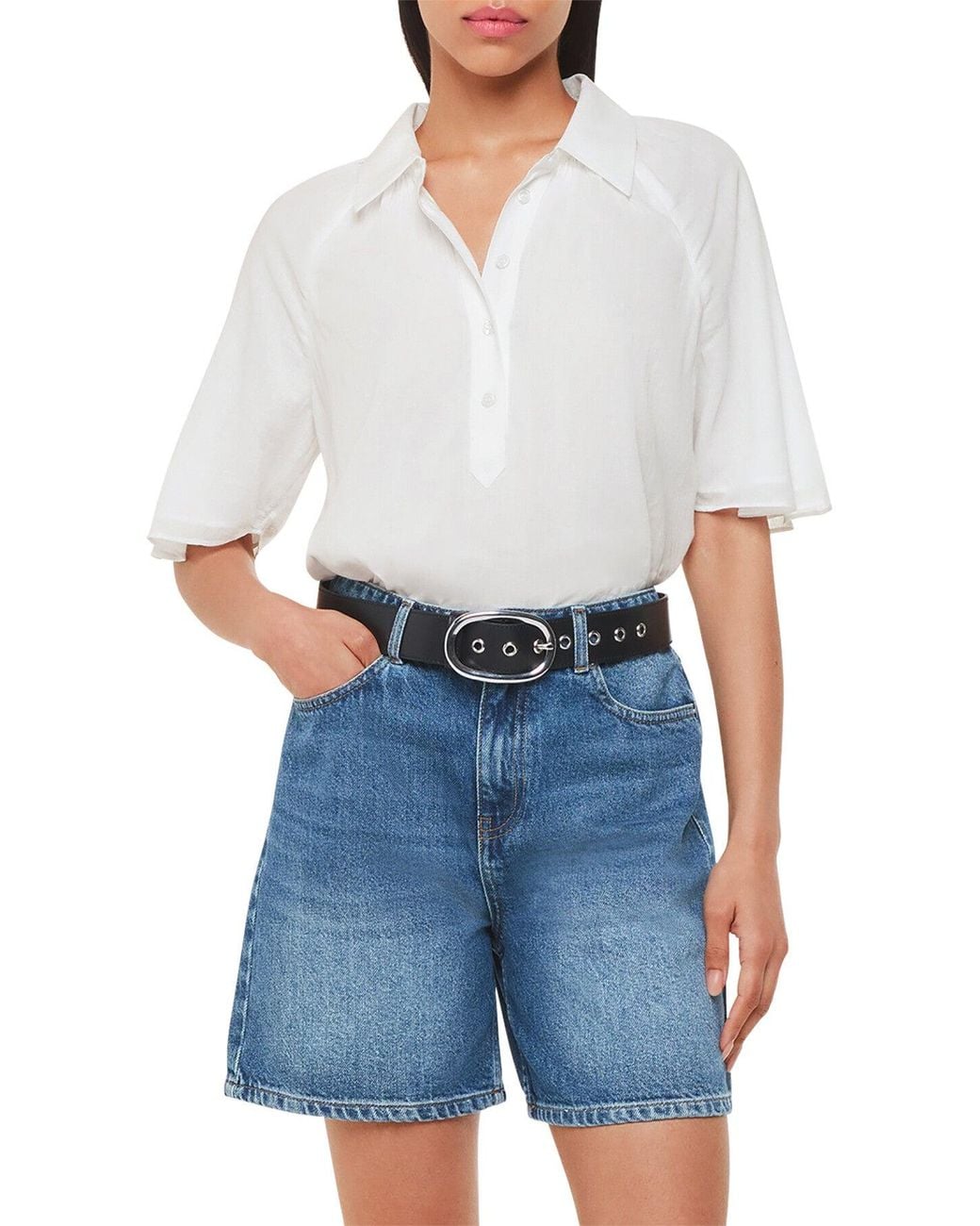 Whistles White Women's Mia Short Sleeve Shirt