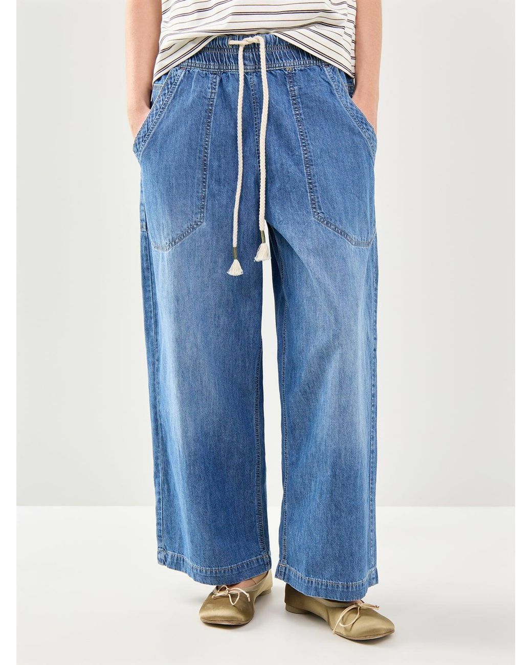 Free People Blue Easy Peasy Pull-On Jeans