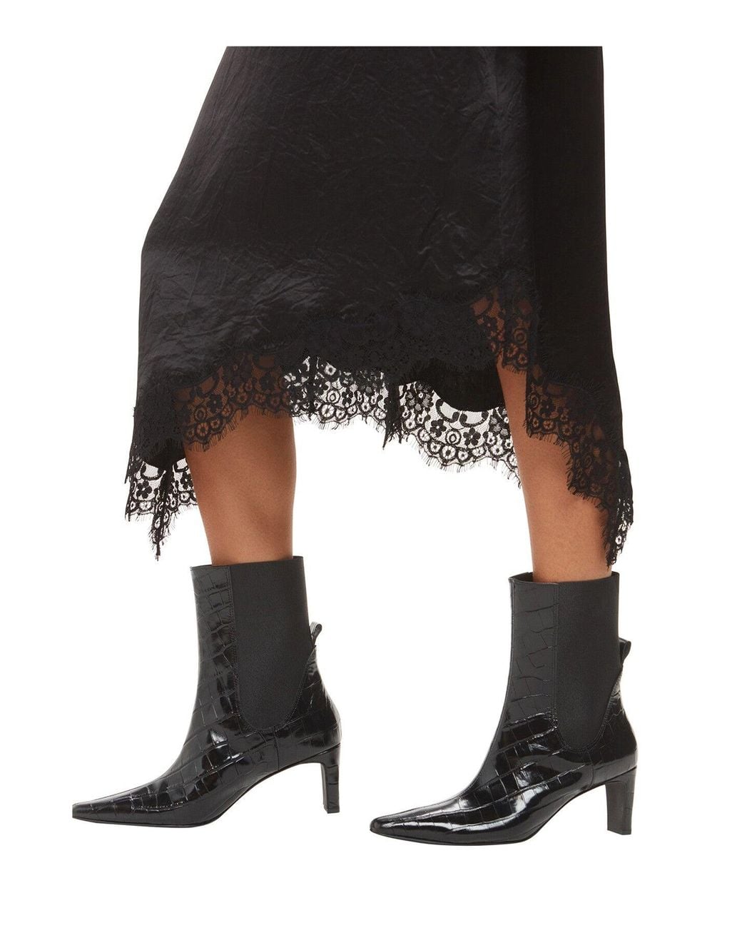 Whistles Black Women's Darla Croc Heeled Boot