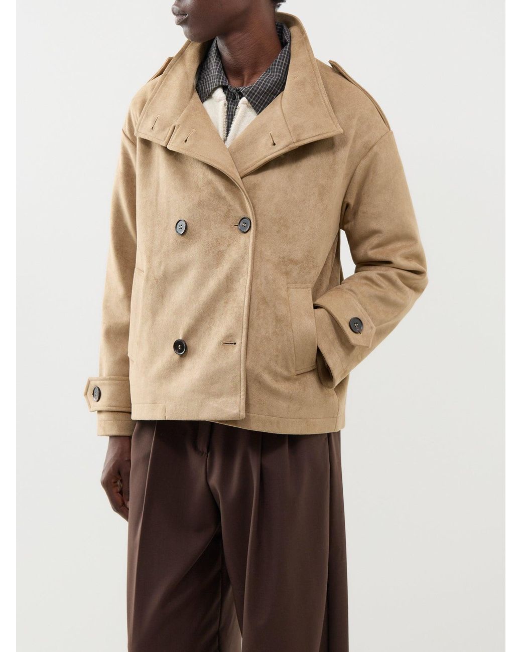 Pretty Lavish Natural Sophie Suede Grown Neck Bomber –