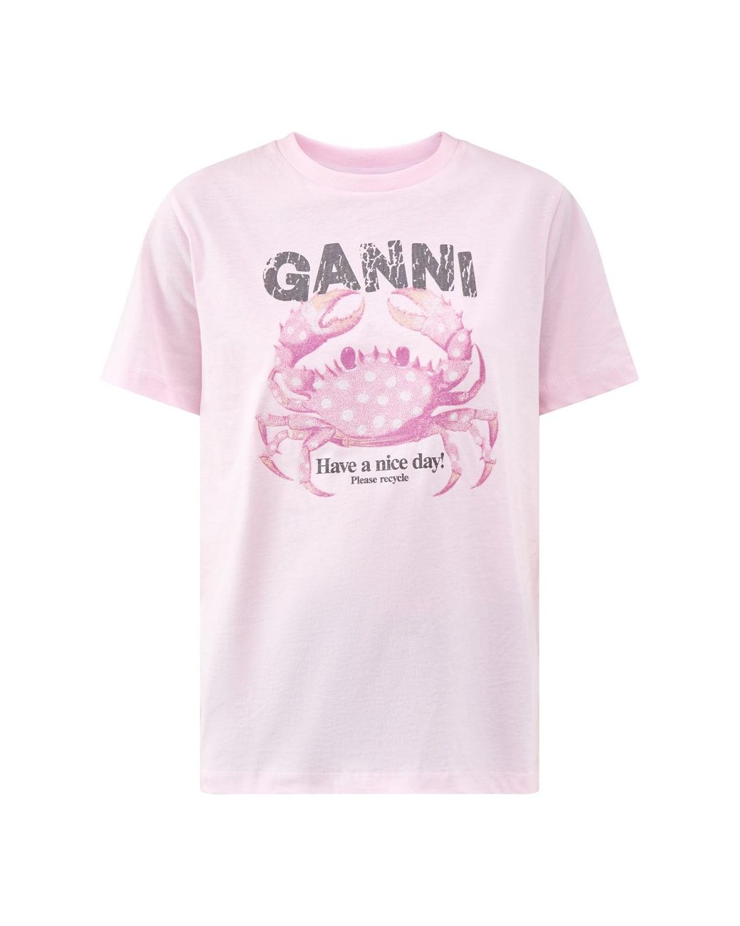 Ganni Pink Basic Jersey Graphic T-Shirt
