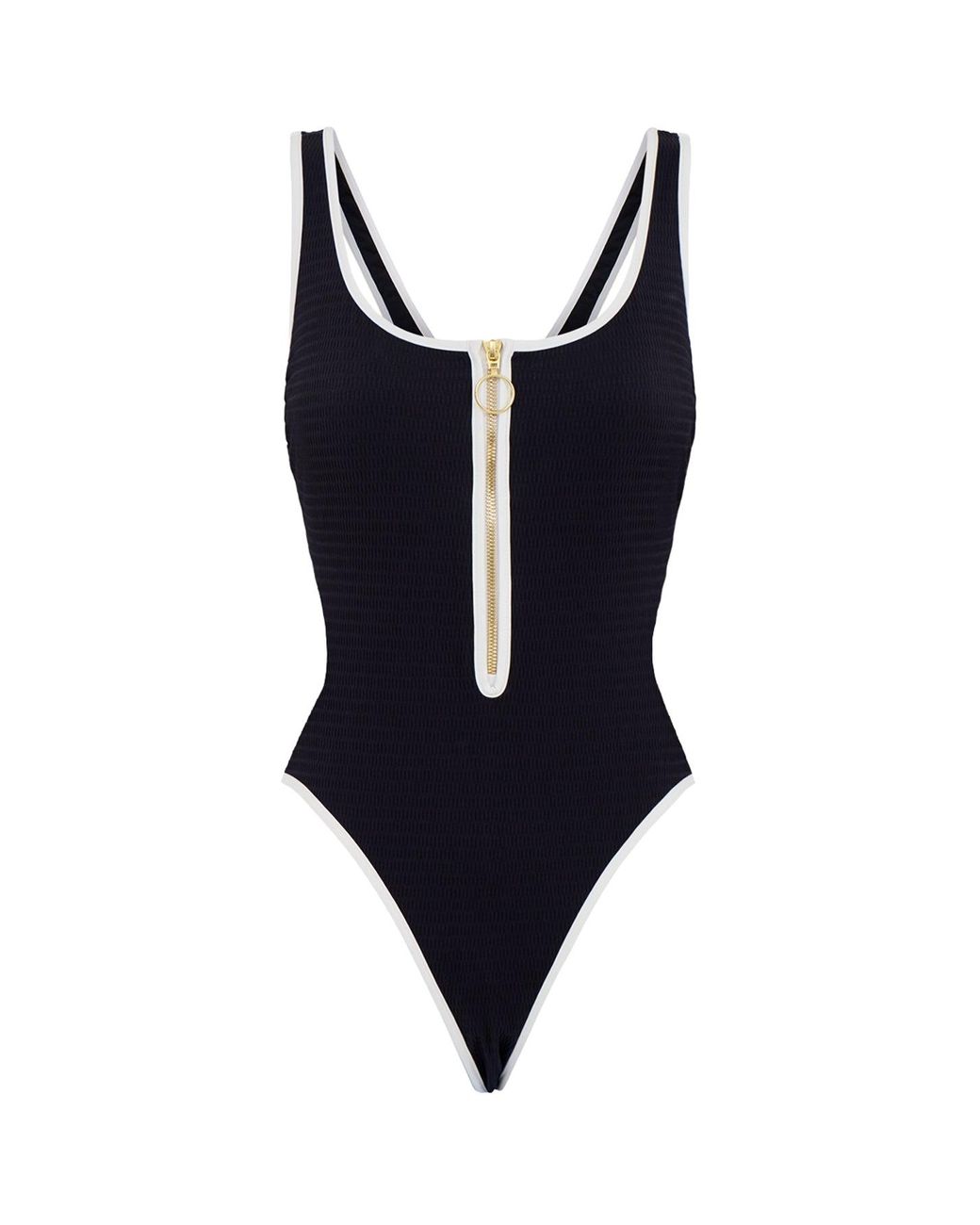 Seafolly Blue Beach Bound Zip Front Retro One Piece
