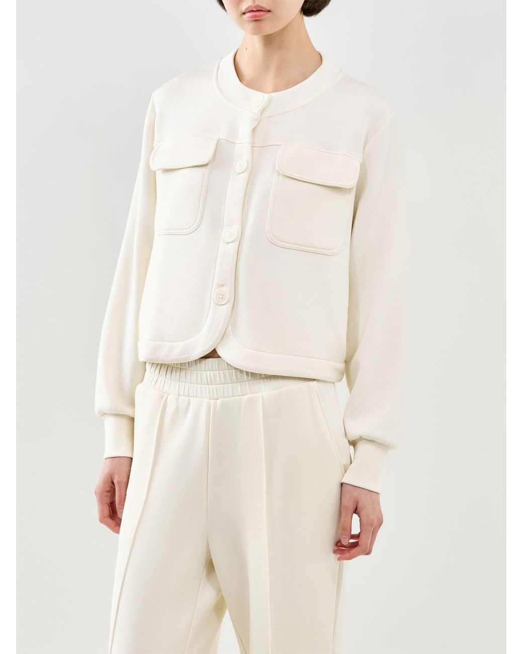 Varley White Hartwell Button Through Sweat