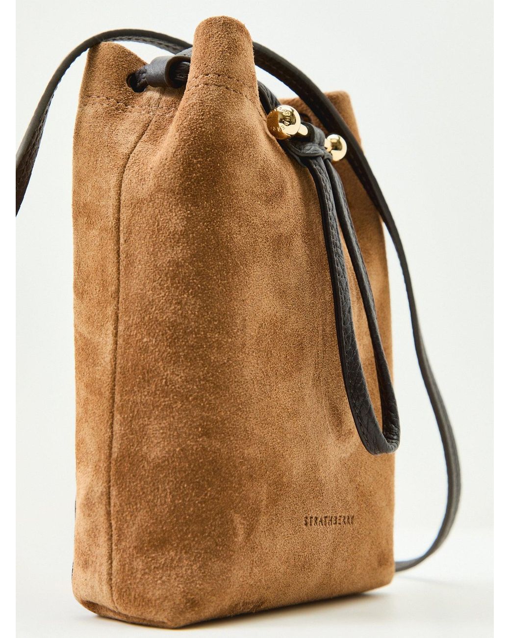 Strathberry Natural Osette Suede Pouch Bag