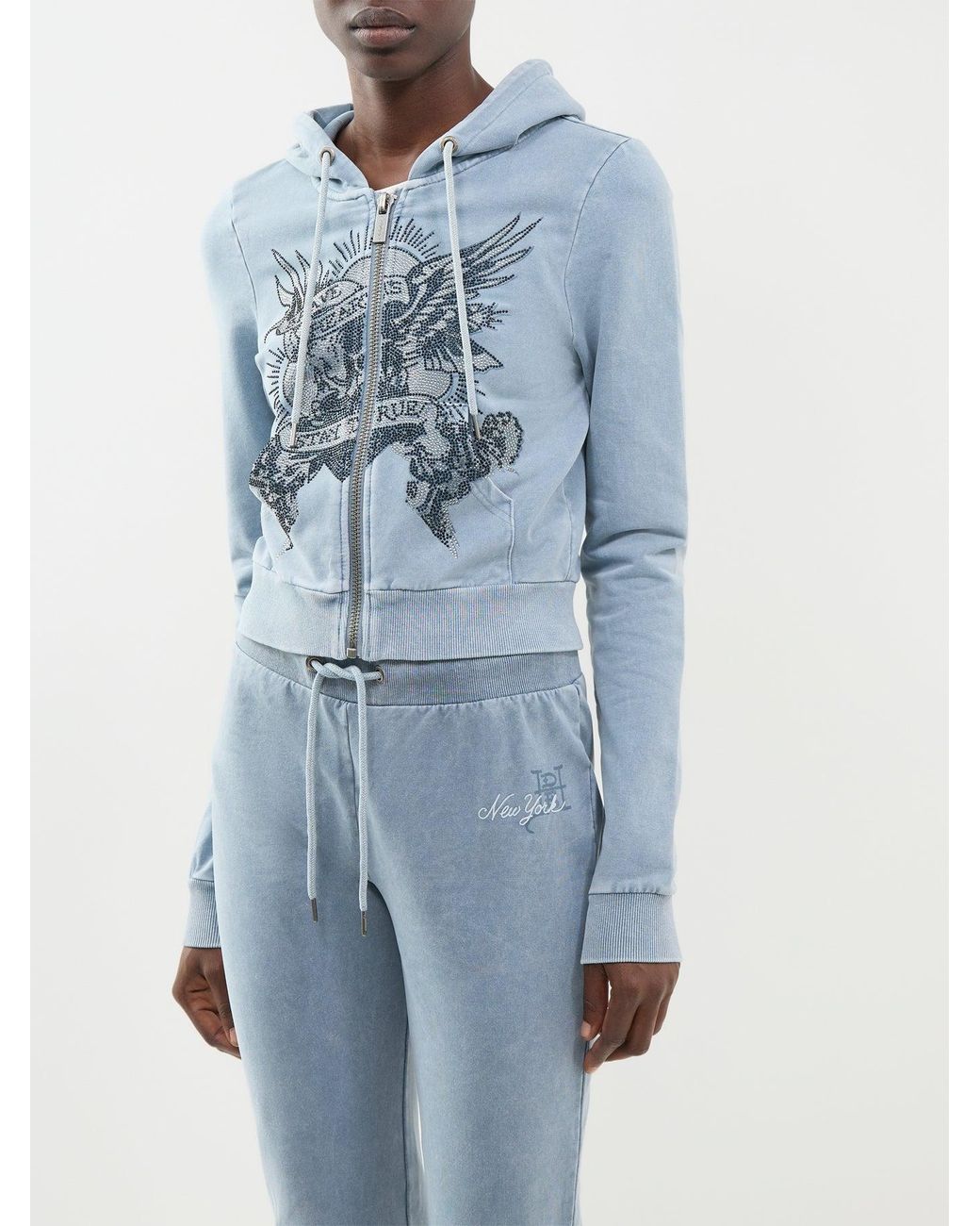 Ed Hardy Blue Stay True Cropped Zip-Through Hoodie