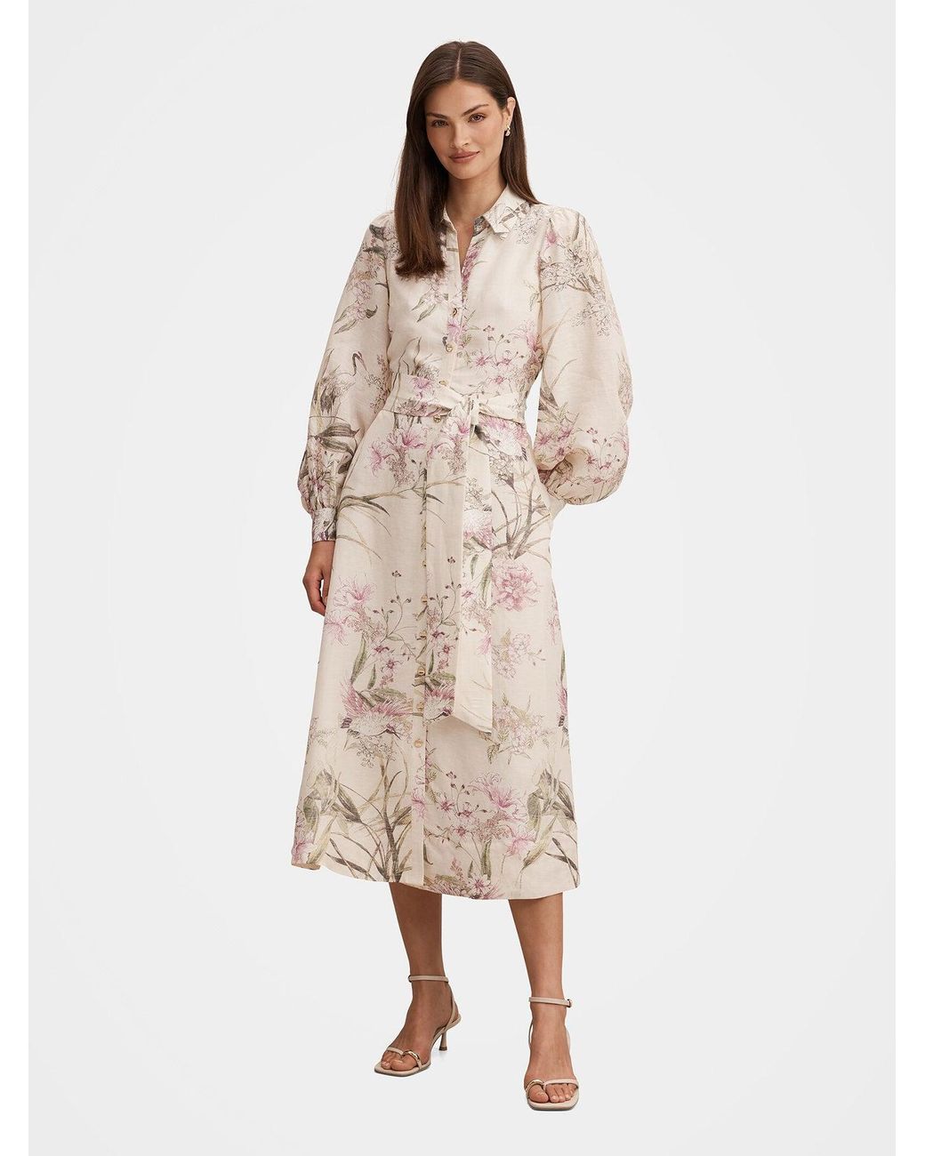 Forever New White Hazel Shirt Midi Dress Floral