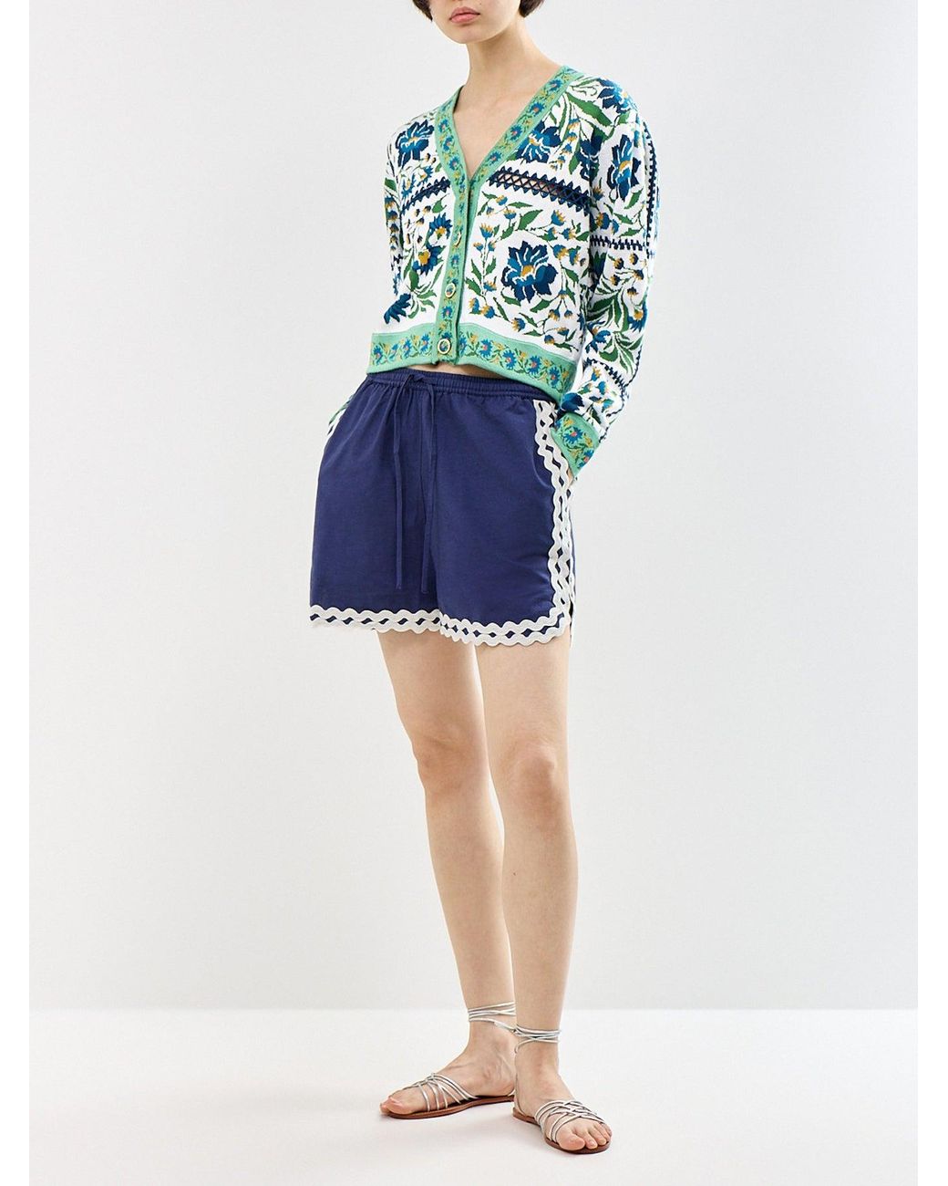 Farm Rio Green Manoela Knit Cardigan Multi