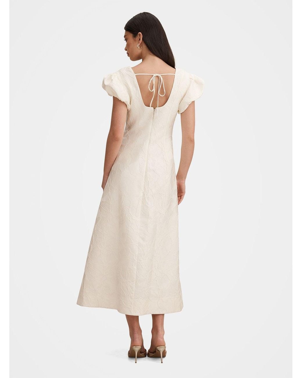 Forever New White Lily Jacquard Midi Dress