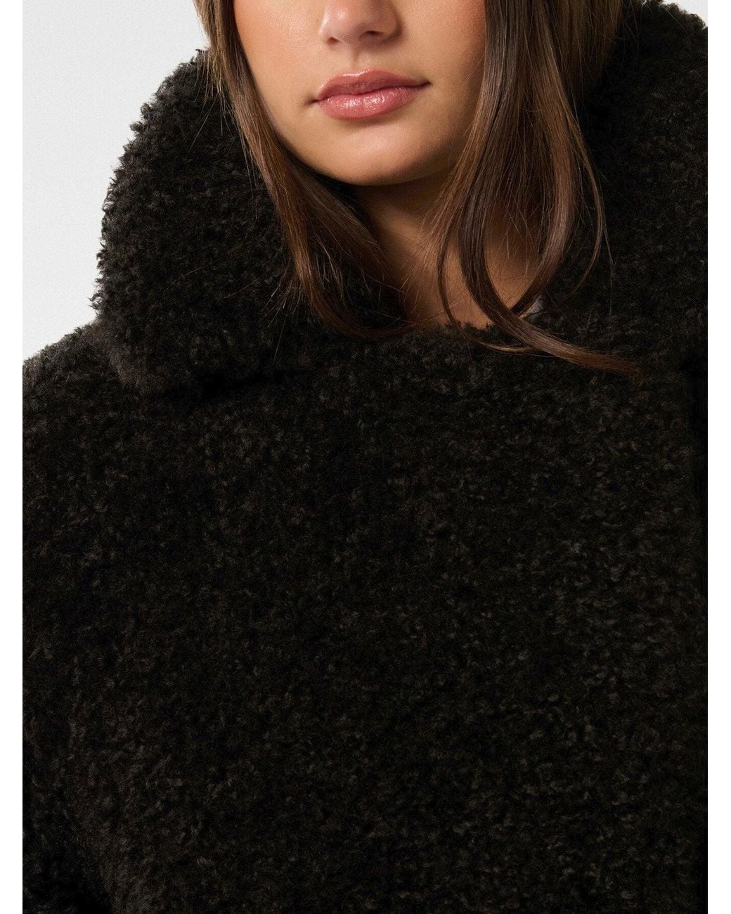 Forever New Black Women's Belle Faux Fur Aviator Jacket