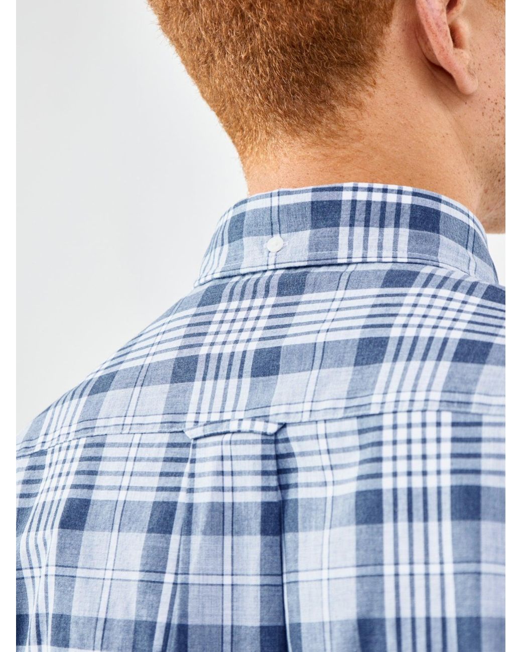Gant Blue Poplin Melange Check Shirt for men