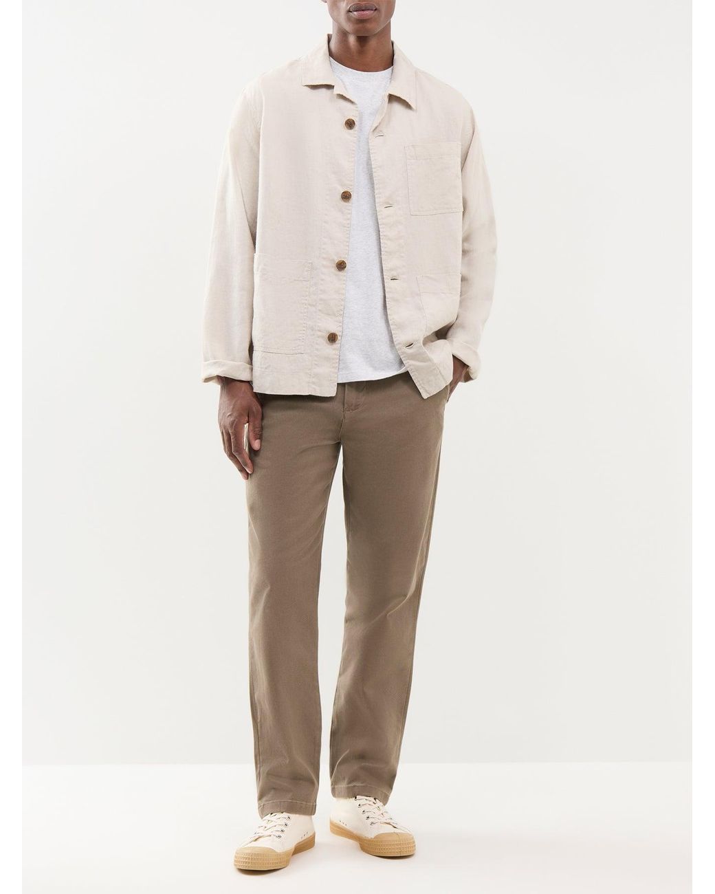 SELECTED Natural Straight Miles Twill Trousers for men