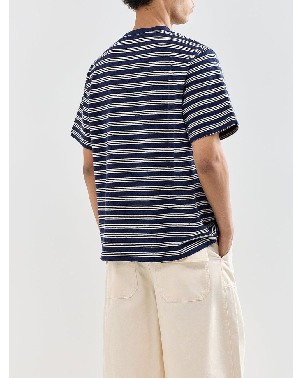 SELECTED Blue Heli Seersucker Stripe T-Shirt for men