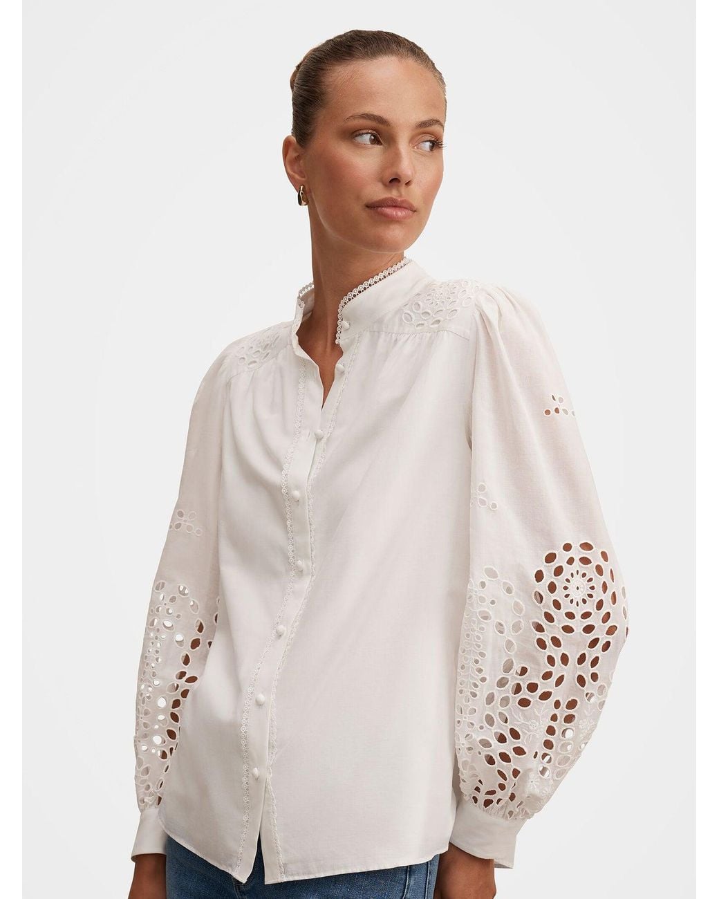 Forever New White Sutton Embroidered Detail Blouse