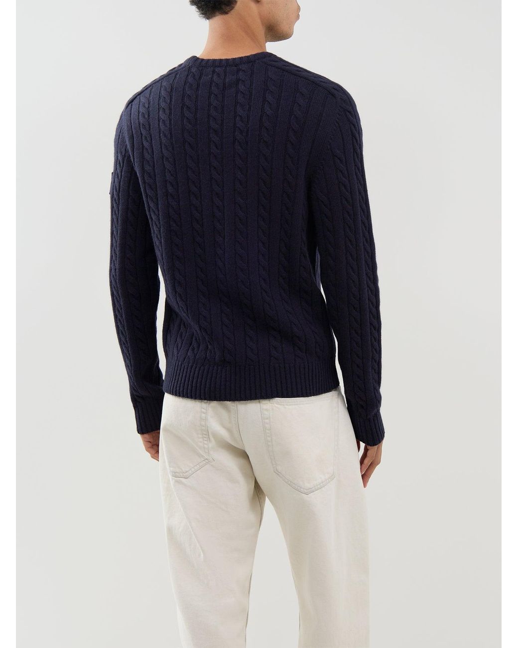 Belstaff Blue Westport Cable Knit Jumper for men