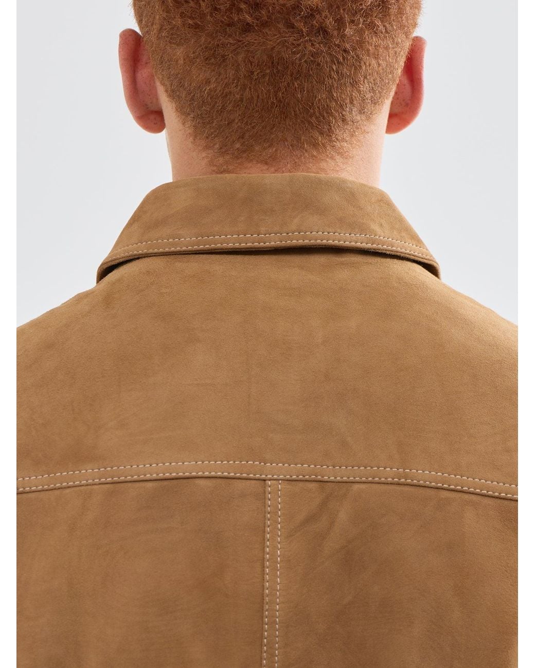 SELECTED Brown Carson Goat Suede Jacket for men