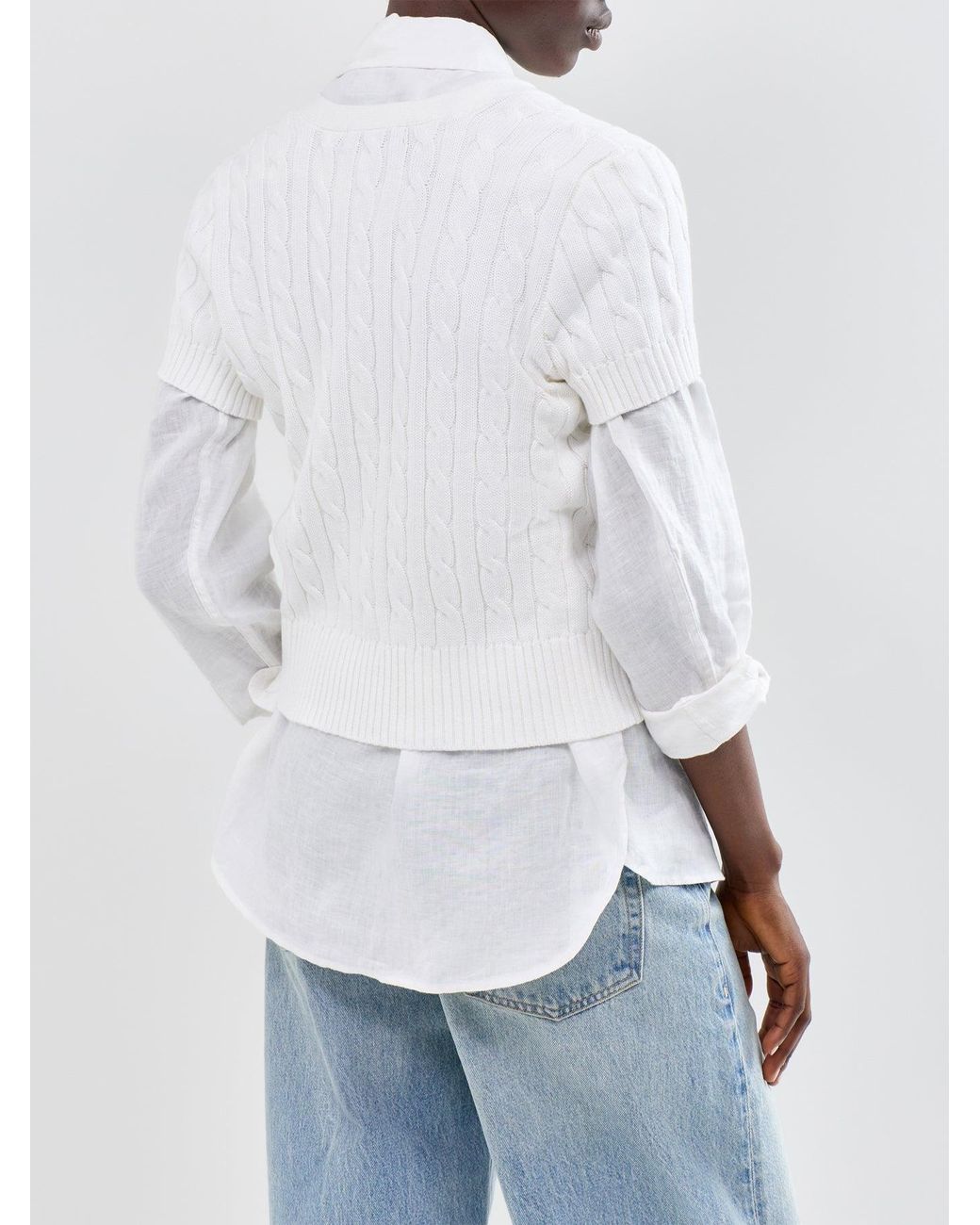 Ralph Lauren White Cable Knit Cardigan