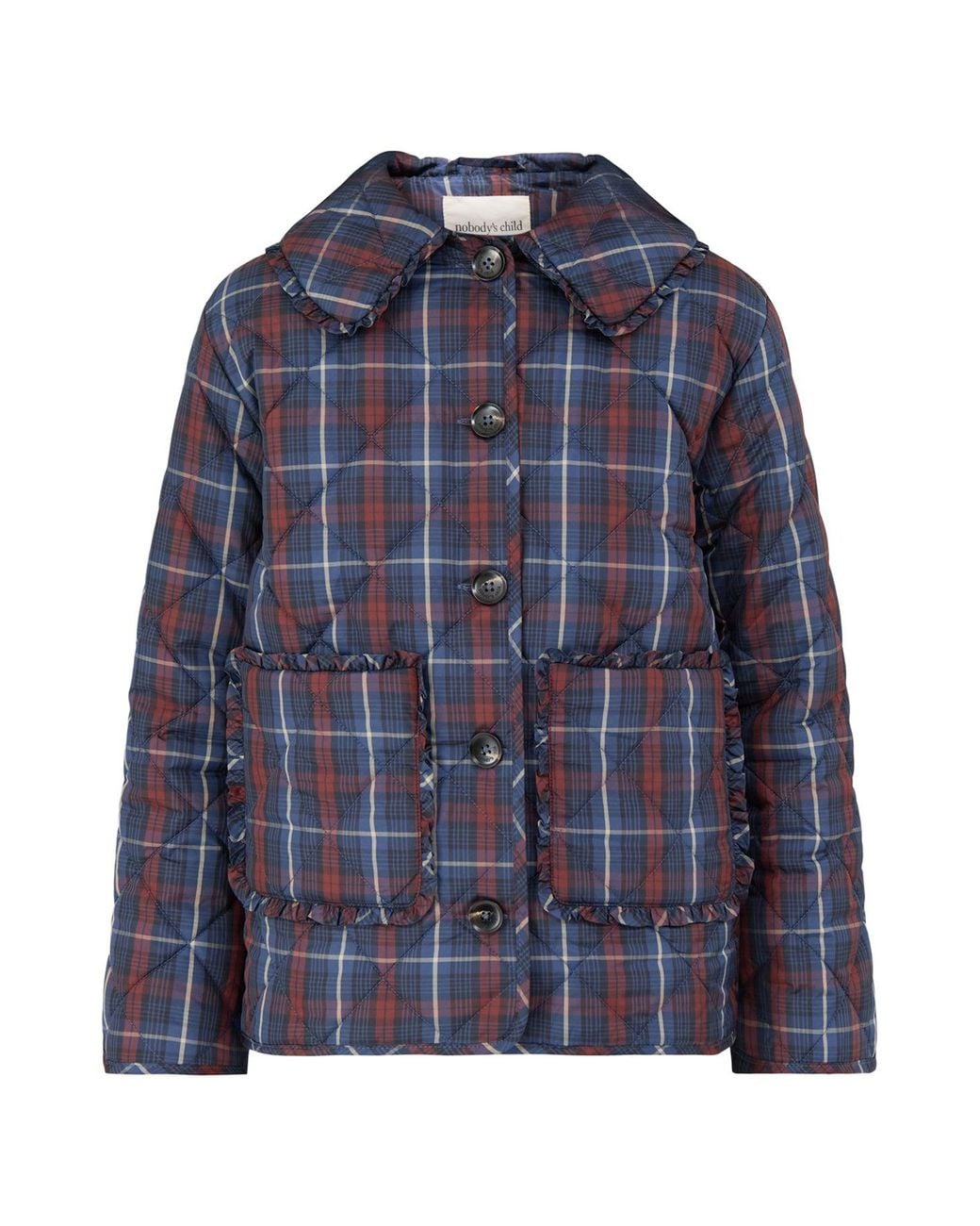 Nobody's Child Blue Oscar Frill Quilted Jacket
