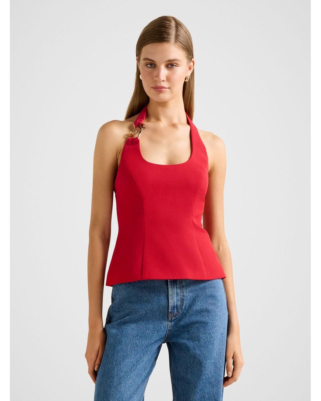 Forever New Red Dina Hardware Detail Top