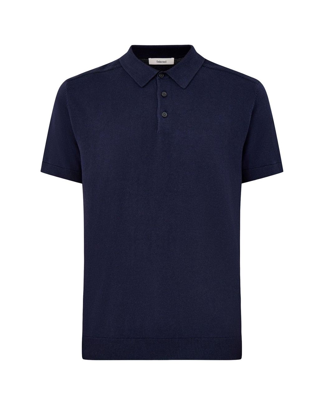 SELECTED Blue Short Sleeves Knitwear Polo for men