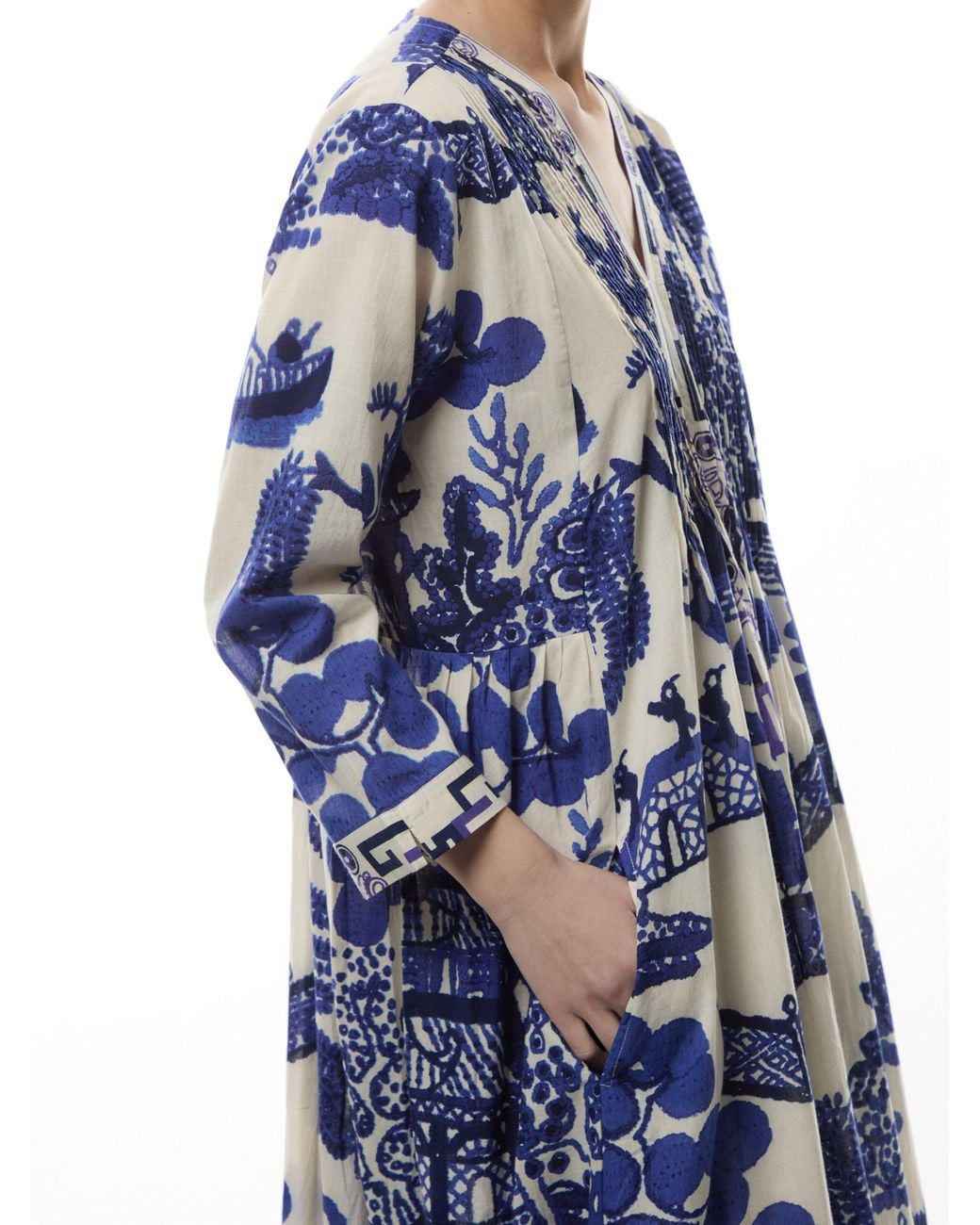 giant willow blue pinch pleat dress One Hundred Stars Giant Willow Blue Pinch Pleat Dress