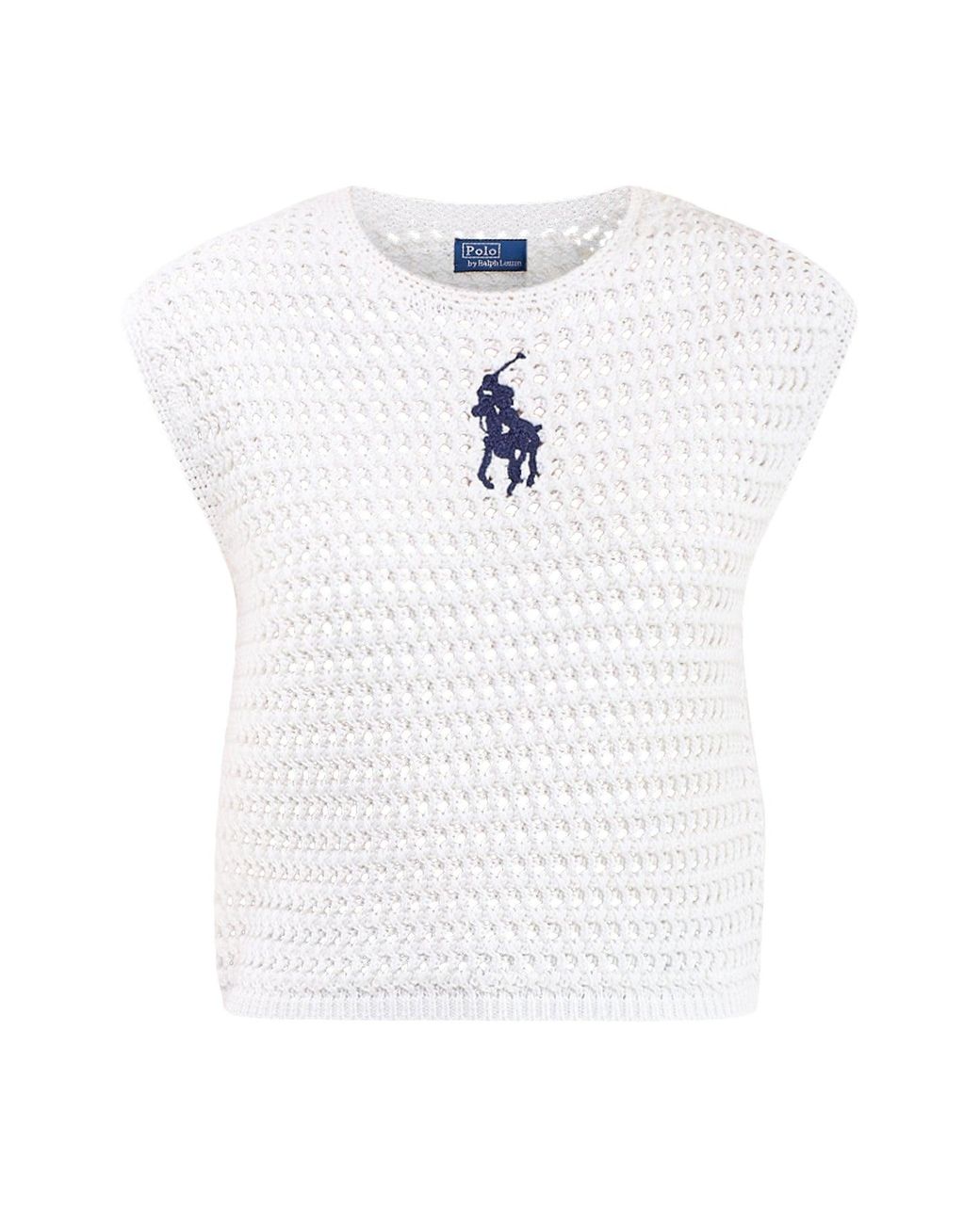 Polo Ralph Lauren White Crochet Sleeveless Top
