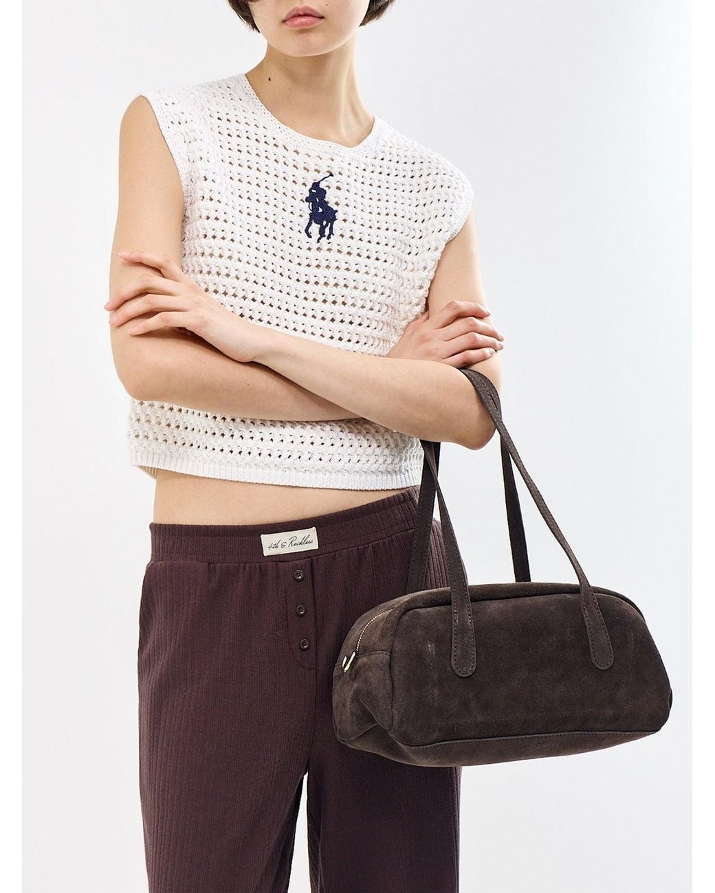 Marlon White Manny Suede Tote Bag