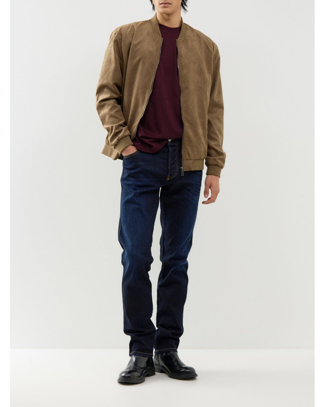 Only & Sons Brown Faux Suede Bomber Jacket – Tan for men