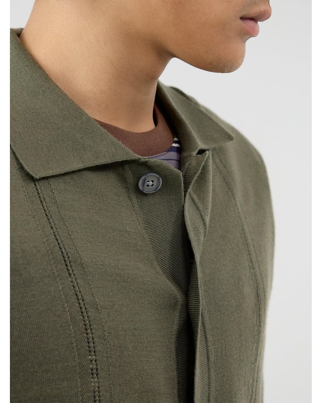 SELECTED Green Structured Polo Cardigan for men